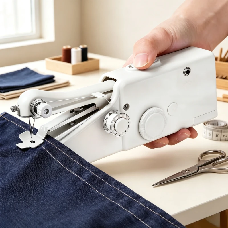 Mini Electric Sewing Machine Multifunction Home Stitching Tool for Hemming Button Sewing Edge Finishing with Tool Kit 미니 재봉틀