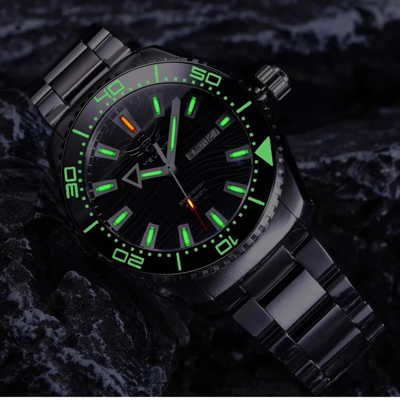 Yelang Men Tritium T100 Automatic Watch Switzerland Movement 26 Jewels Diving Waterproof 300m Luxury Military Mechanical Watch