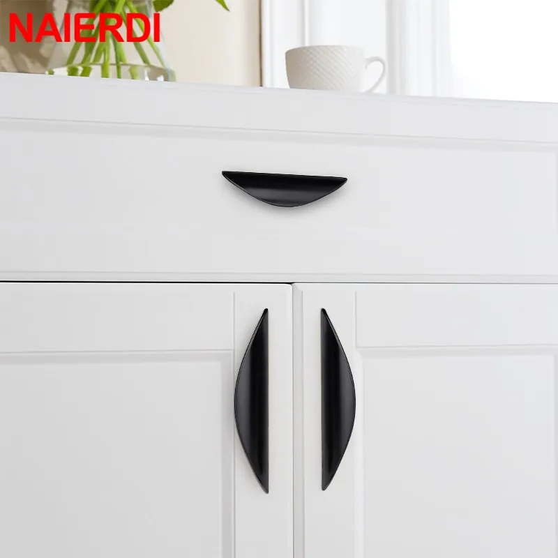 NAIERDI American Cabinet Handles Black Gold Zinc Alloy Kitchen Cupboard Pulls Drawer Knob Door Furniture Handle Hardwar