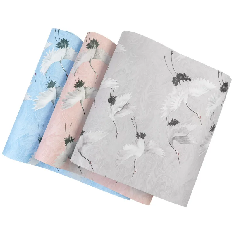 Chinese style crane non woven fabric white heron wallpaper for living room bedroom TV background wall dining room restaurant