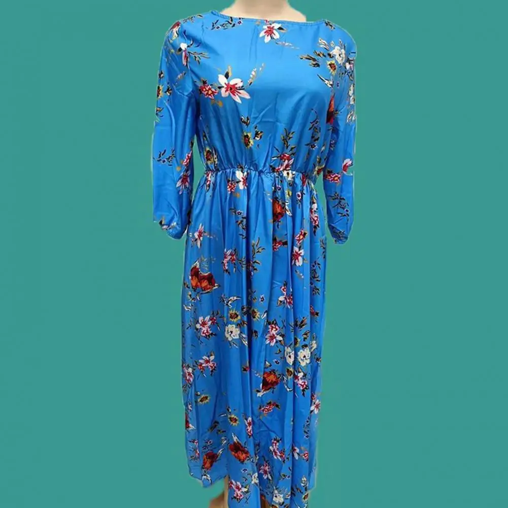

Floral Long Dress Women Printed Chiffon Dress Elegant Women's Floral Print Maxi Dress with A-line Silhouette High for Spring