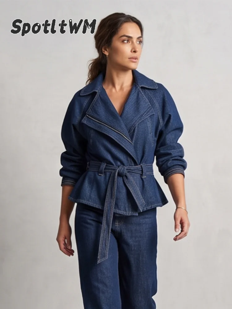Women Dark Denim Trench Jacket - đánh giá và giá Vintage Trench Coat