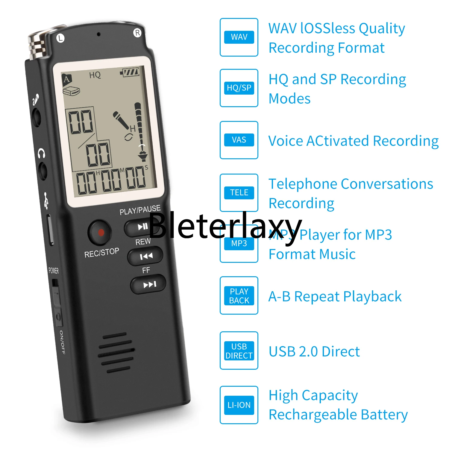 Voice Recorder 8G 16G 32GB USB Professional Dictaphone Digital Audio Recording Interv iew One-button Record With WAV,MP3 Player