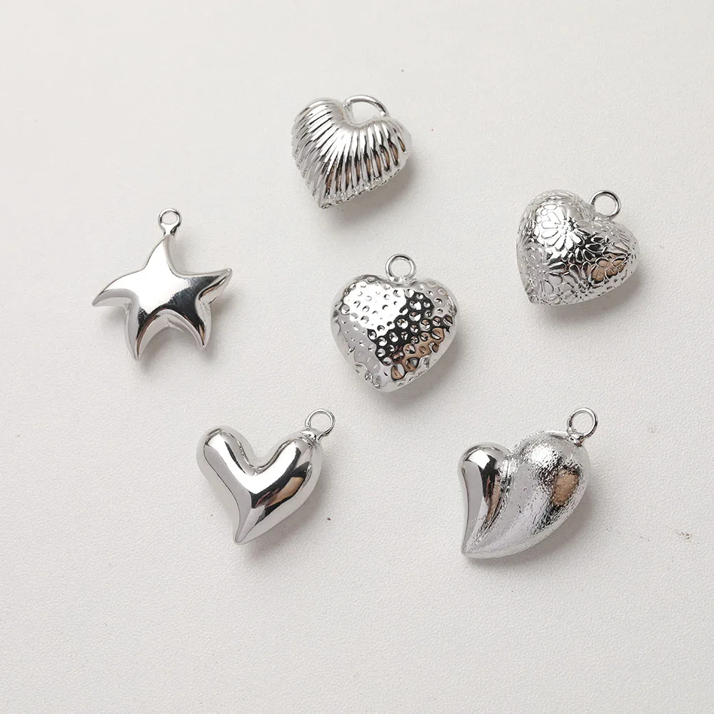 4PCS Dainty Heart Charms for Jewelry Making Pendant DIY Hand Made Brass 14k Gold Plated  Findings Accessories