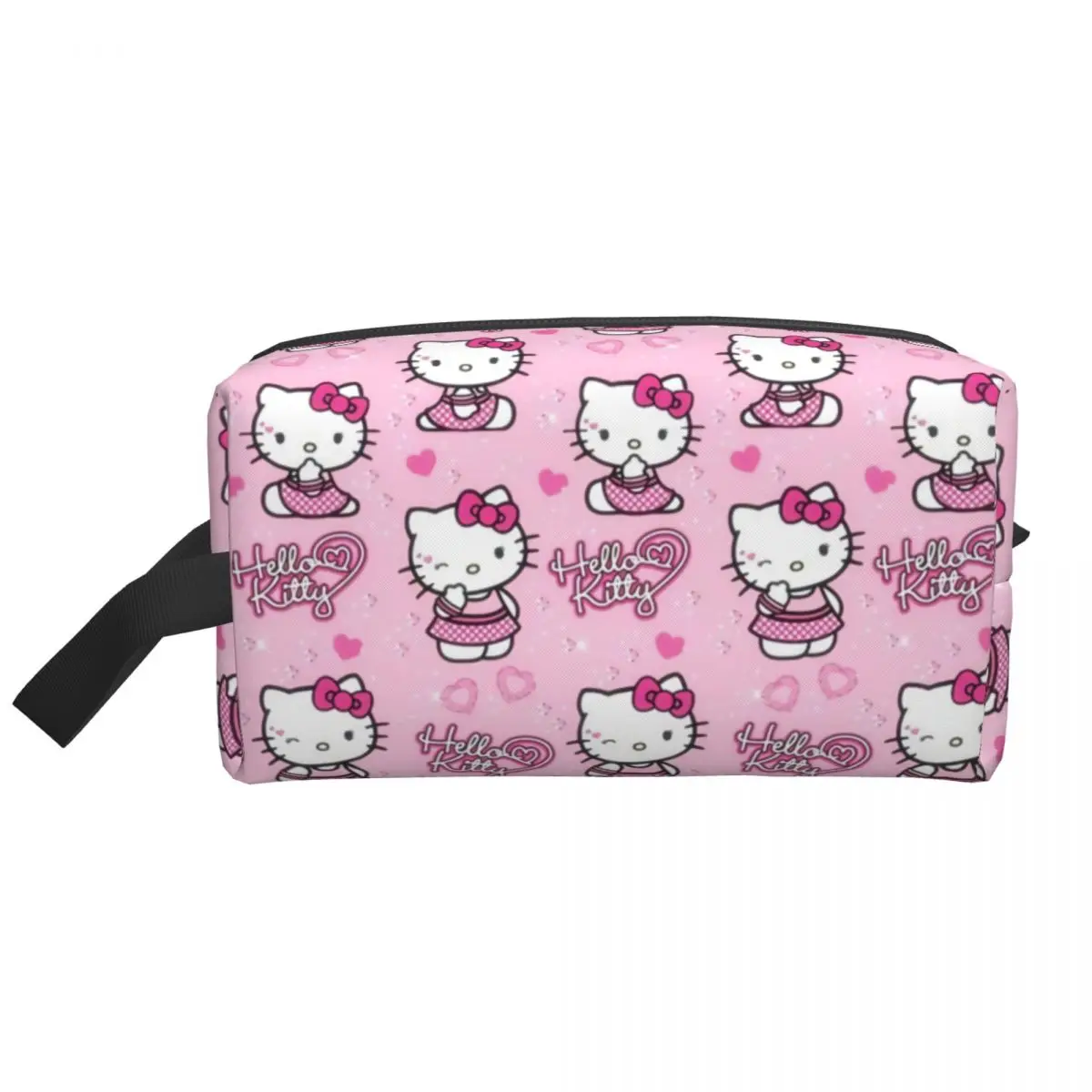 Custom Cute Hello Kitty Manga Cat Travel Toiletry Bag Women Cosmetic Makeup Organizer Beauty Storage Dopp Kit