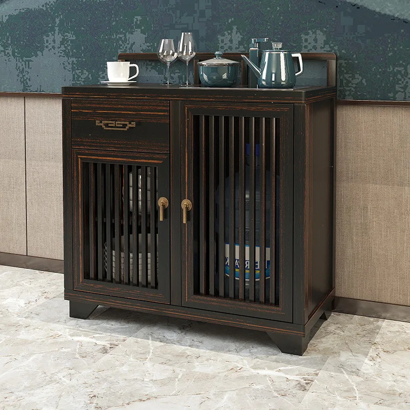 

New Chinese style all-solid wood dining side cabinet solid wood storage cabinet living room household storage tea cupboard