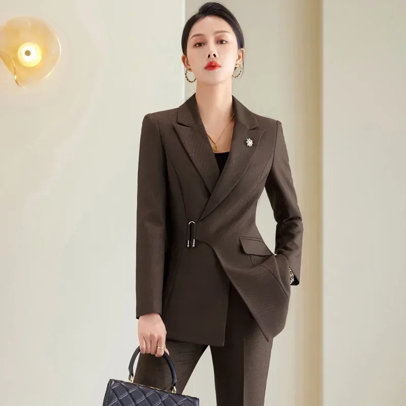 Blue Women Suits Set 2 Pieces Blazer+Pants Female Jacket Spring Office Lady Business Work Wear Coat Wedding Tuxedo Prom Dress