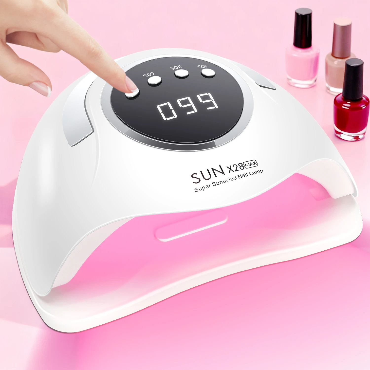 

380 Вт УФ-светодиодная лампа для сушки ногтей для ногтей 90 светодиодов для гель-лака, маникюрная лампа с 4 настройками таймера для маникюрного салона