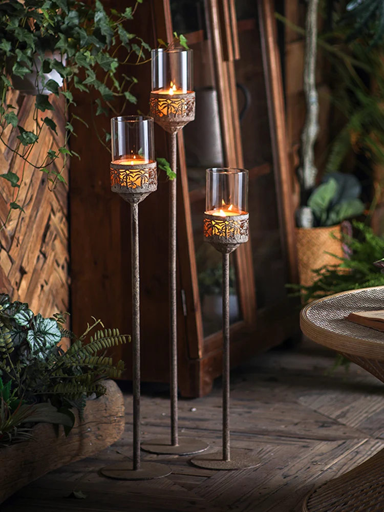 Rustic American Sle Iron Candlesti Decoration Coffee op Bar Decor Sample Room Soft Furniture Wedding Photoaphy Props