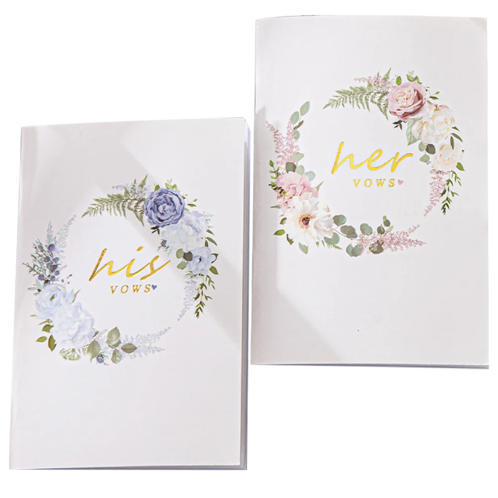 2 Pcs Wedding Vows Book Officiant Books His and Hers Paper Guest Oath Swearing Cards Centerpiece Baby Gifts