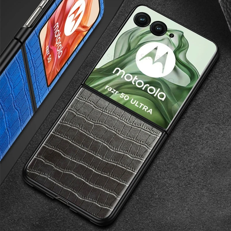 

For Motorola Razr 50 40 Ultra Crocodile Texture Phone Leather Flip Case For Moto Razr5 4 Gen 5 4 Razr 2024 Capa Shockproof Cover