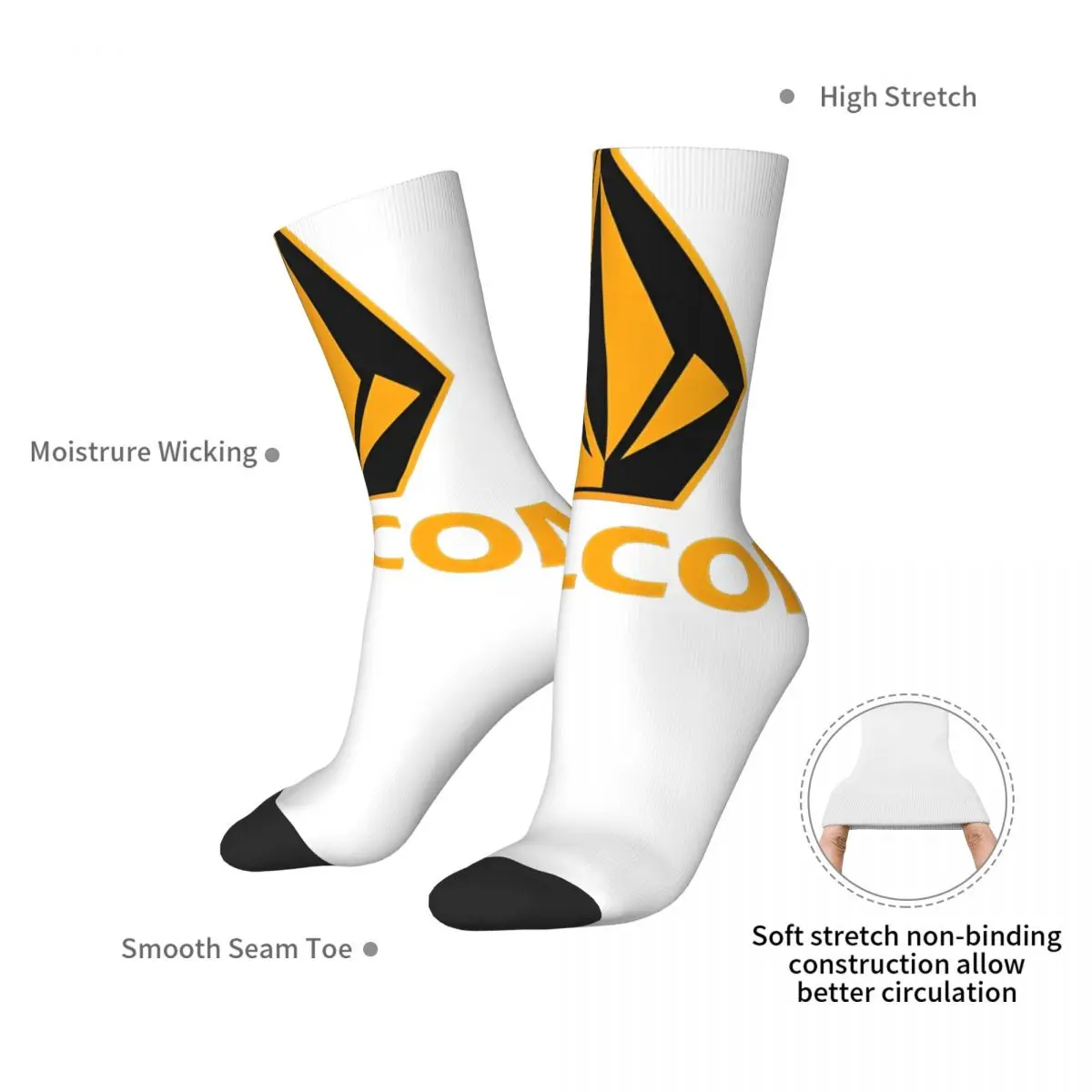 Volcoms Socks Autumn yellow Stockings Casual Couple Comfortable Socks Graphic Skateboard Anti Skid Socks