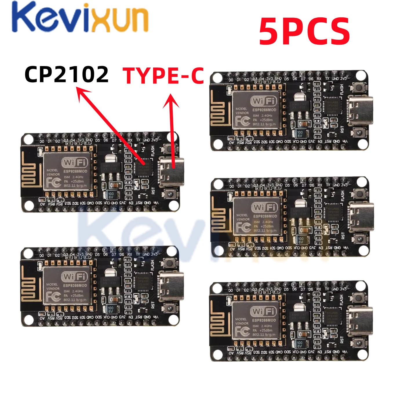 5pcs/Wireless Module CH340/CP2102 NodeMcu V3 V2 Lua WIFI Internet of Things Develop Board based ESP8266 ESP-12E with PCB Antenna