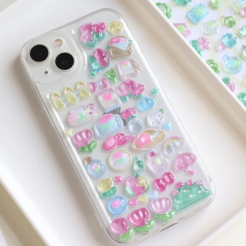 Korean Style 3d Embossed Musical Notes Tulip Four-leaf Clover Stickers for Scrapbooking Craft Supplies Phone Water Bottle - view 5