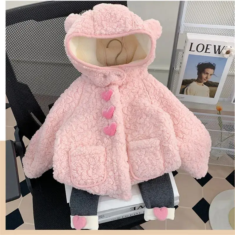 Manteau en peluche épaissie pour bébé et fille, pardessus en poils d'agneau occidental pour enfants, automne et hiver, nouveau