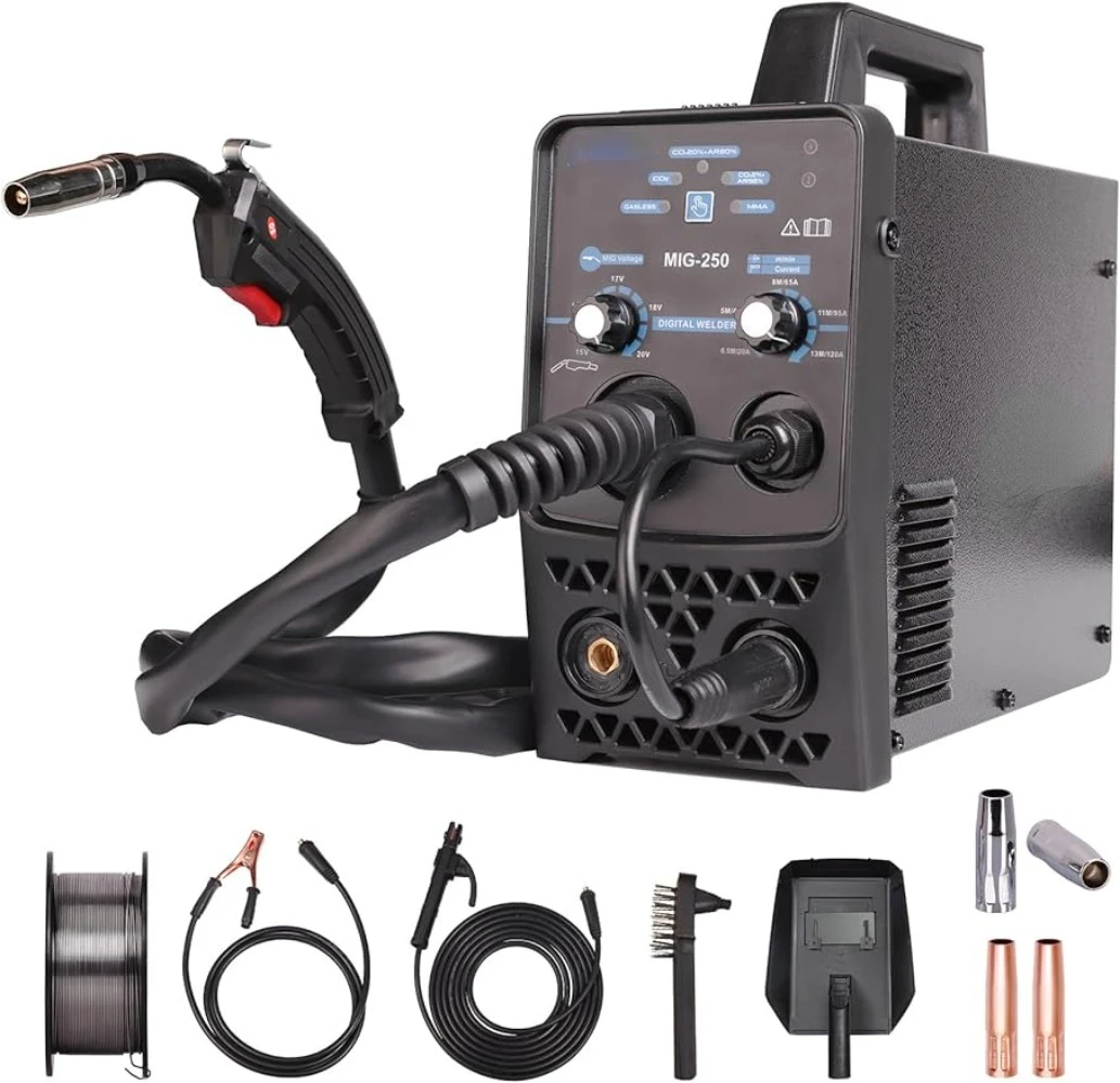 4 in 1 Multiprocess 130Amp Mig Welder 110V Household Small Pure Copper ARC MMA Stick Welder,Automatic Wire Feeding