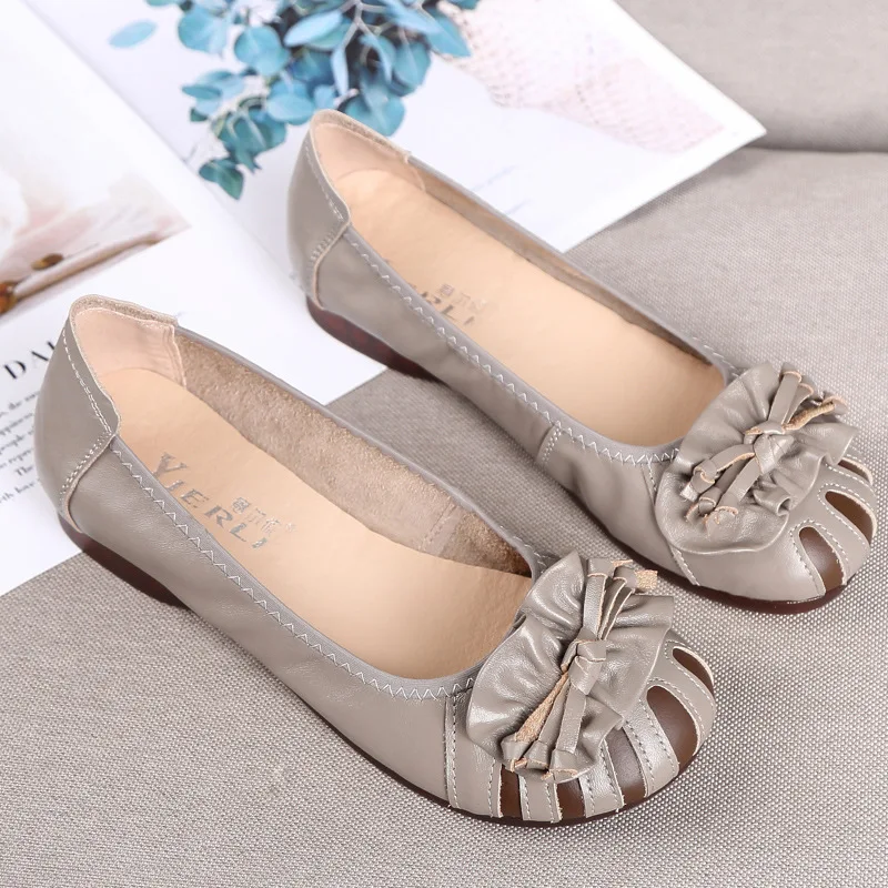 Shoes Women Spring 2024 New Genuine Leather Breathable Casual Flat Shoes Woman Nurse Work Shoes Plus Size Shoes
