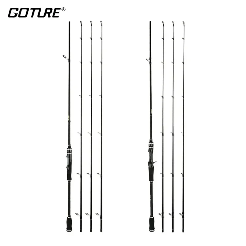 Goture 1.8m-2.4m 2 Pieces Fishing Rod Three Power Tips ML/M/MH Portable Lightweight Spinning Casting Travel Rod for Sea Fishing