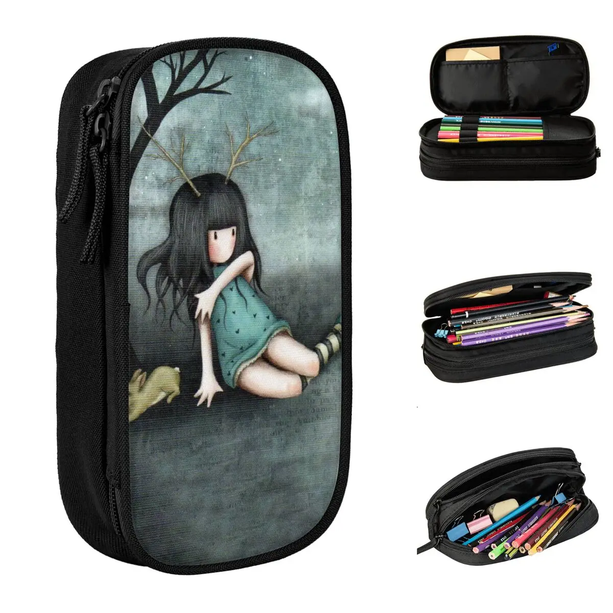 Classic Santoro-Gorjuss Doll London Pencil Case Pencil Pouch Pen Holder Big Capacity Bags Students School Zipper Stationery