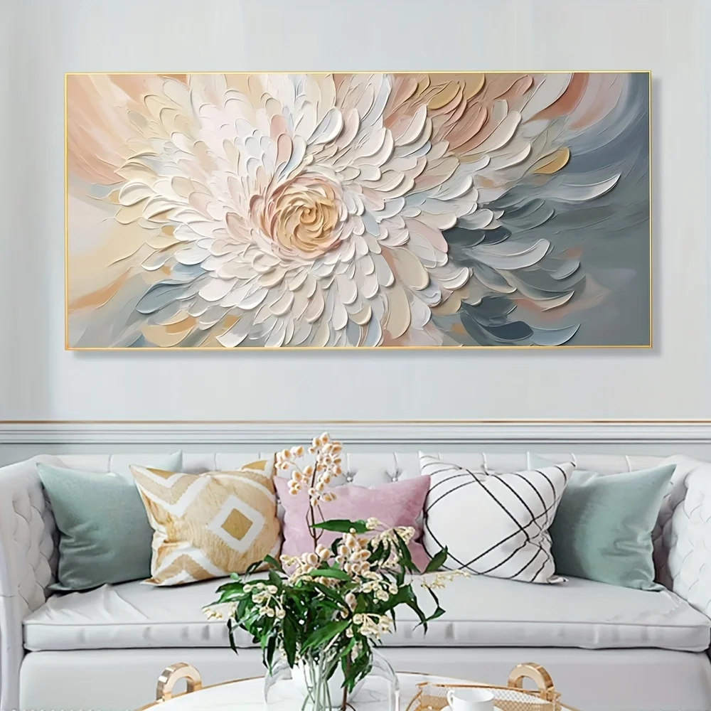 A modern abstract floral textured canvas wall painting, suitable for bedroom decoration.  for decorating living rooms and hallwa