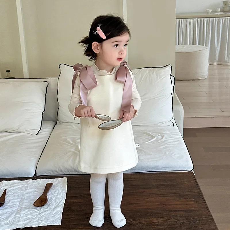 

Girls Sweet Cute Dress Babby Clothes 2024 Autumn New Children Korean Casual Vest Princess Dress Baby Dress Set