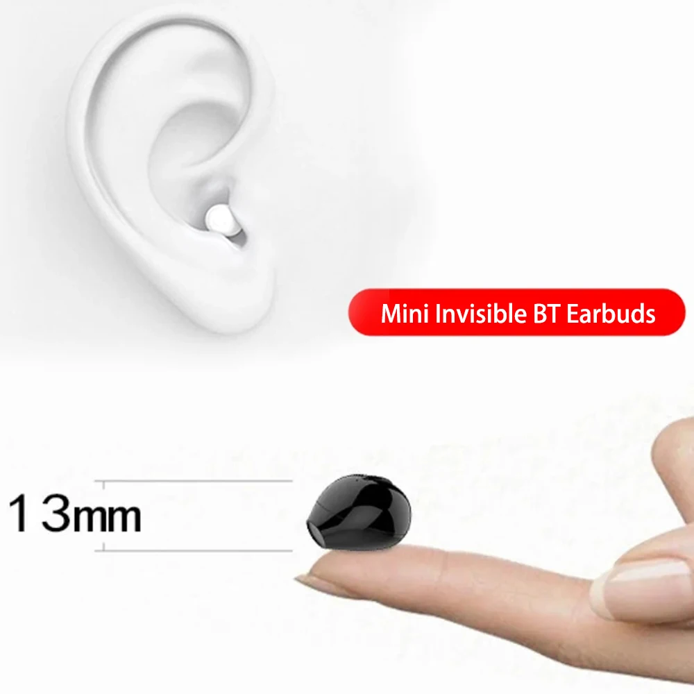 Invisible Earphones Mini Earphones Bluetooth 5.2TWS Wireless Touch Games NFC Invisible In Ear Noise Reduction Sports Earphones