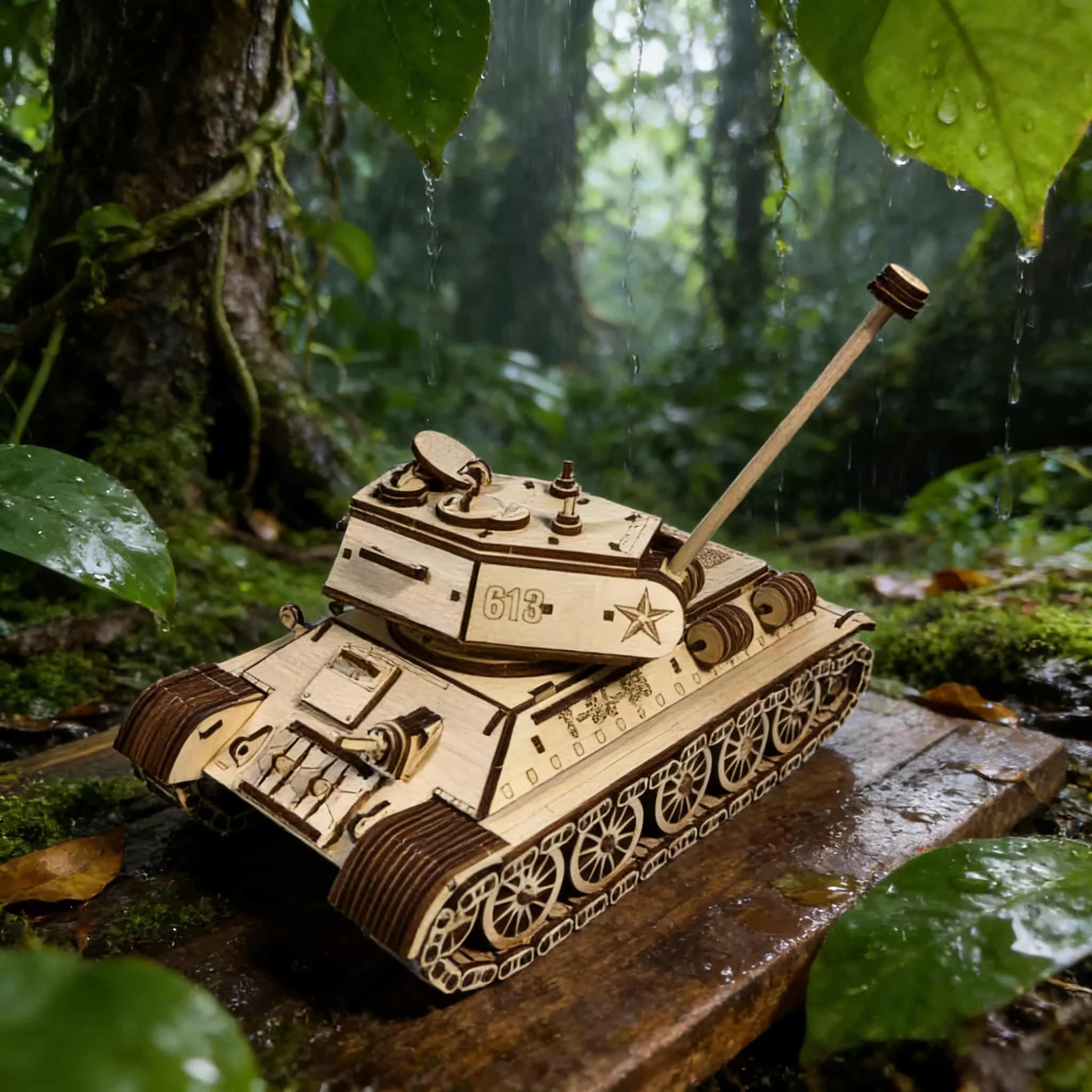 1 Wooden DIY Tank, Creative 3D Puzzle, Perfect as a holiday gift or home decor.