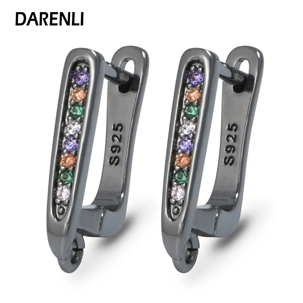 DARENLI 1 Pair 18K Gold Plated Copper Earring Hooks With Colorfu Zircon DIY Women Jewelry Making Accessories Nickel Free