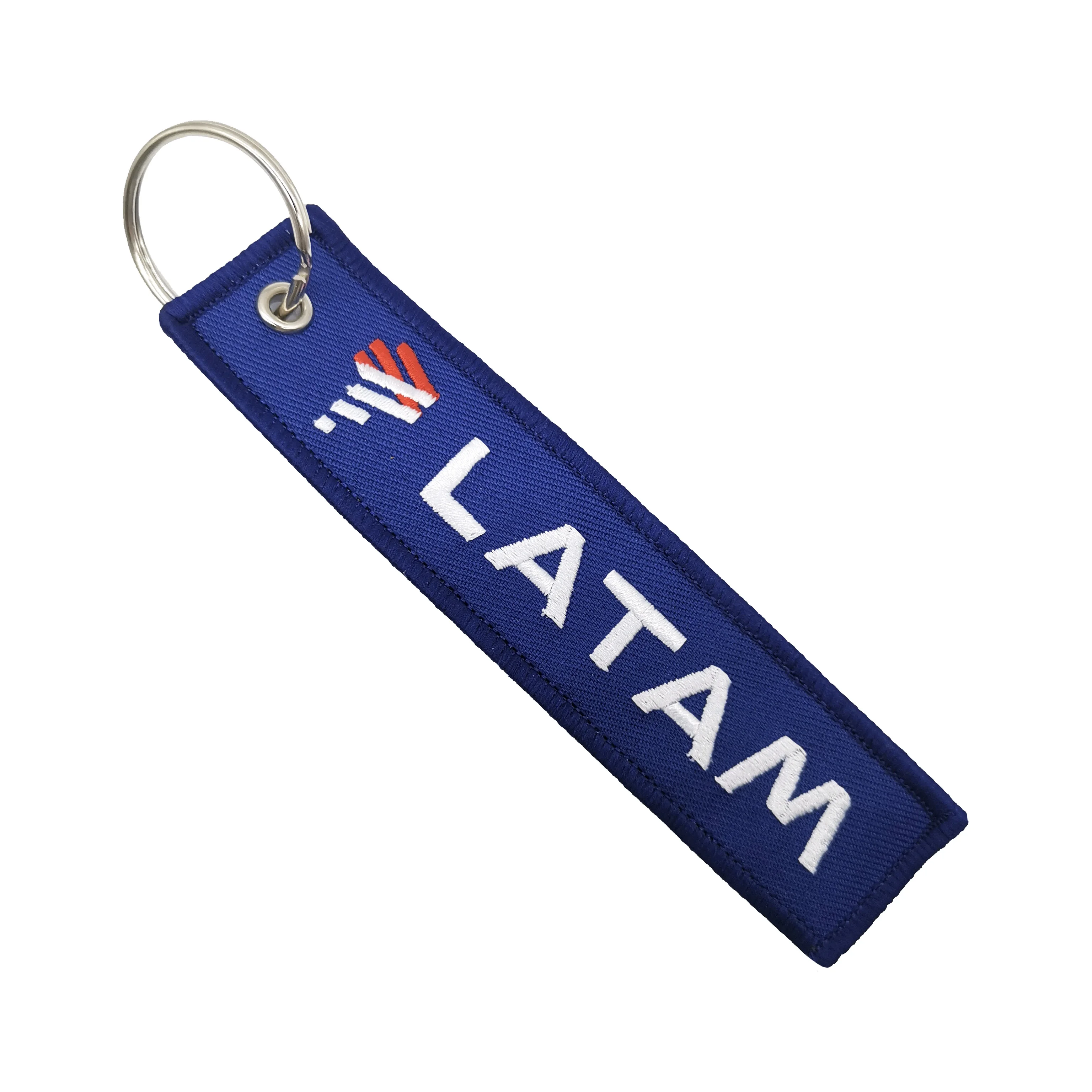 

1 PC Fashion Trinket LATAM Blue Embroidery Keychain Metal Keyring Pilot Keychain Accessories Fashion Backpack Suitcase Key Tags