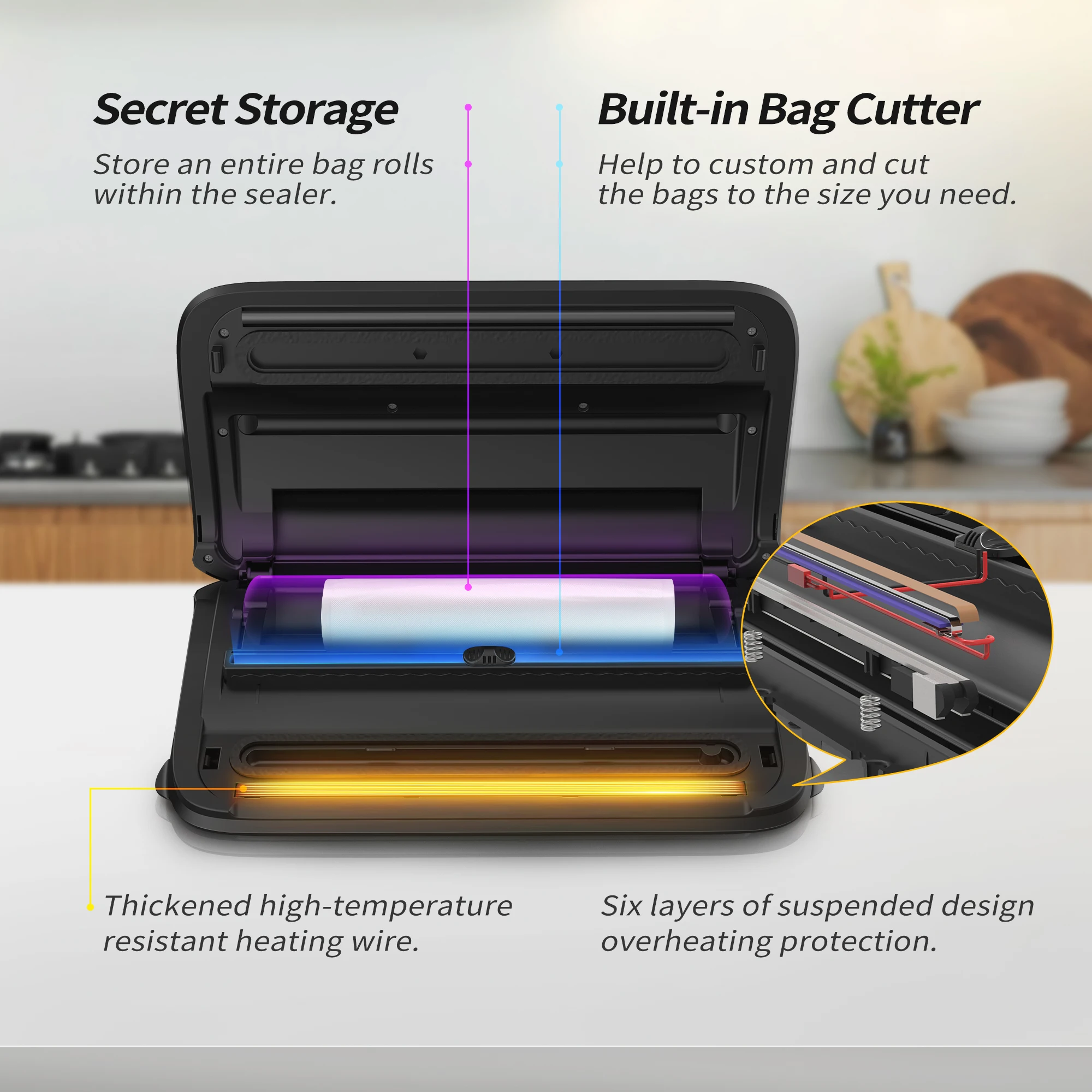 STLF دروبشيبينغ فراغ السدادة للمطبخ المنزلي بما في ذلك 5 قطعة أكياس حفظ الطعام التجارية الصغيرة فراغ الغذاء الختم #5