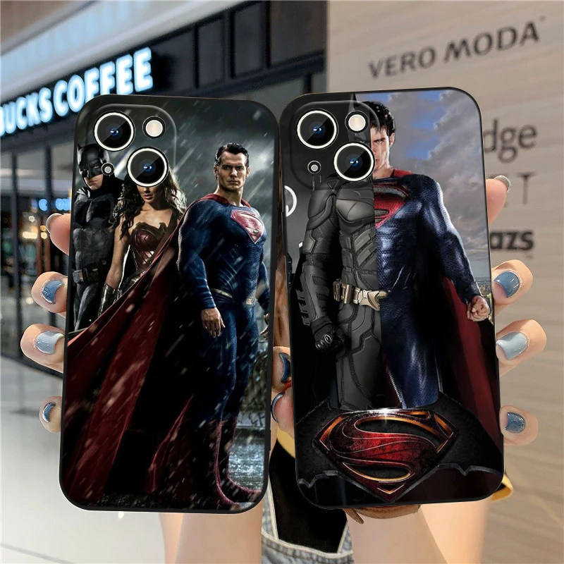 Superman B-atmans For Apple iPhone 15 14 13 12 Mini 11 XS XR X 8 7 Pro Max Plus Soft Silicone Black Phone Case