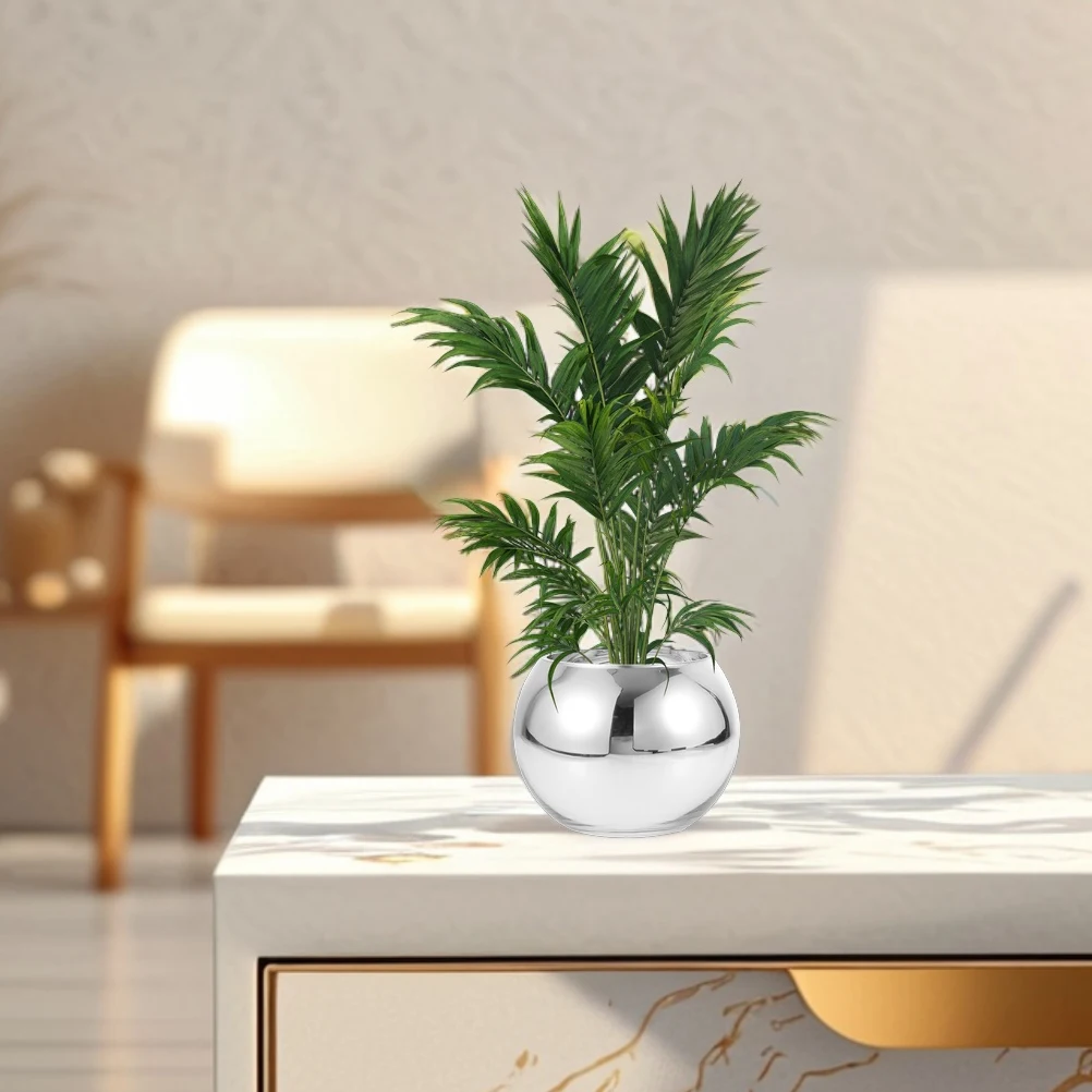 

2Pcs Contemporary Round Glass Flower Vase Hydroponic Planter Modern Office Wedding Centerpieces Floral Displays