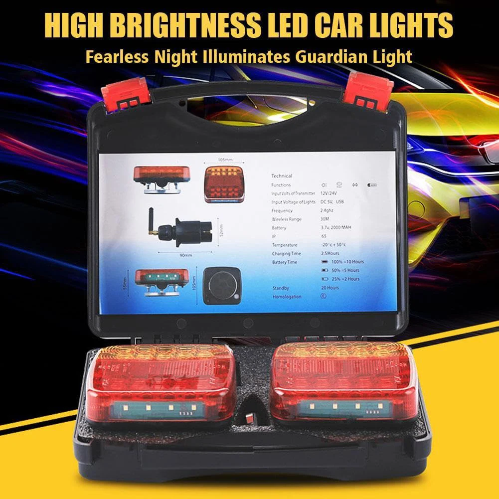 

LED Magnetic Wireless Tail Lights for Trailer Rechargeable Towing Light Kit Trailer Tow Lights for Truck RV Camper Boat