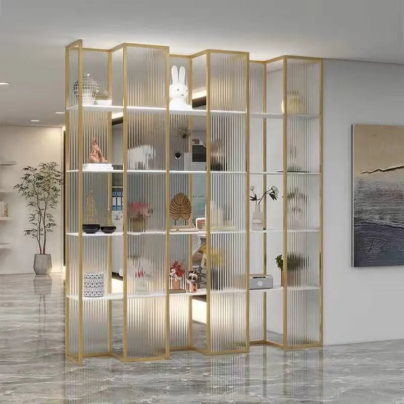 

Office partition shelf flower rack hotel office area double-sided display cabinet living room partition wall glass storage cabin