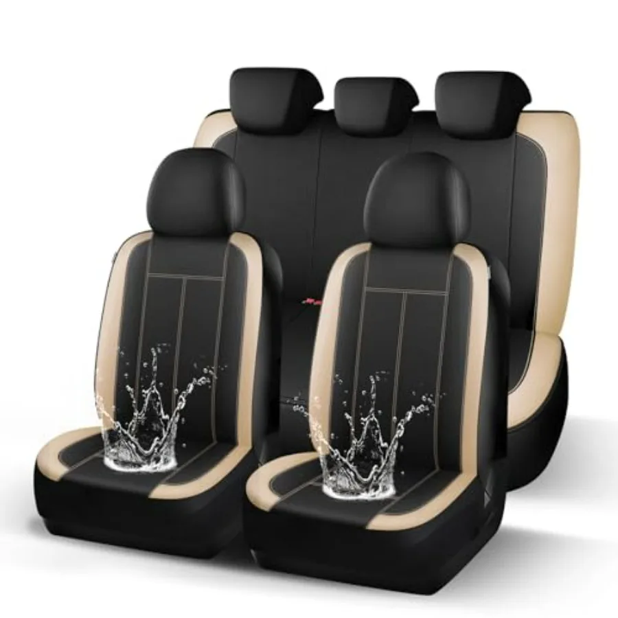 

Waterproof Car Seat Covers Full Set Premium Neoprene Lining Airbag Compatible Universal Automotive Comfort Protection for Most