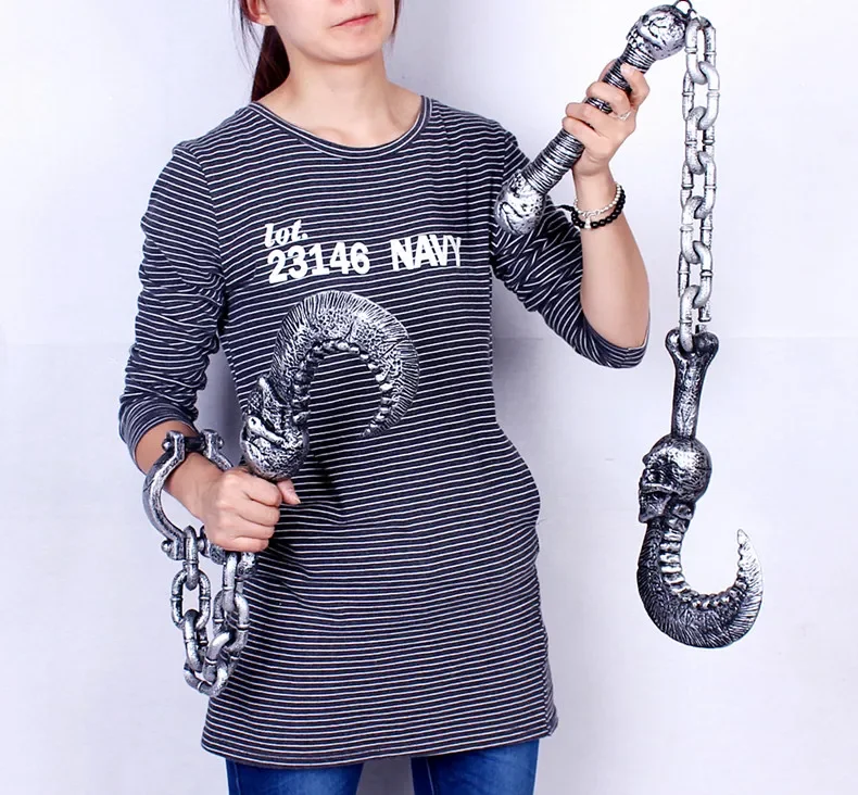 Cadena de esposas para Halloween, grillete de plástico, accesorio de Terror para decorar la noche, Cosplay, prisionero, Halloween