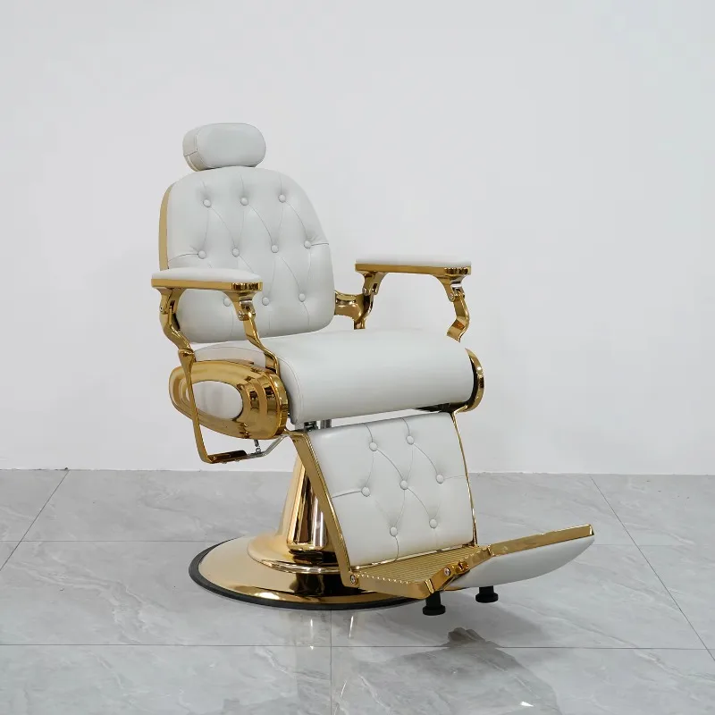 Custom Hot Sale Brown Luxury Metal Barber Chair Contemporary Design Easily Controlled for Salon Barbershop Use Portable