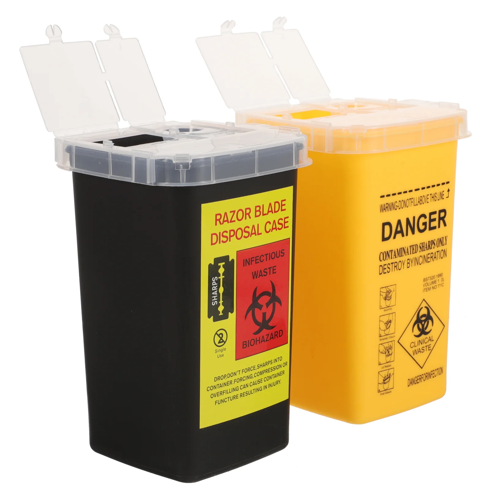 

2pcs Sharps Disposal Containers Plastic Recycle Boxes Tattooing Sharps Waste Disposal Holders sharps bucket