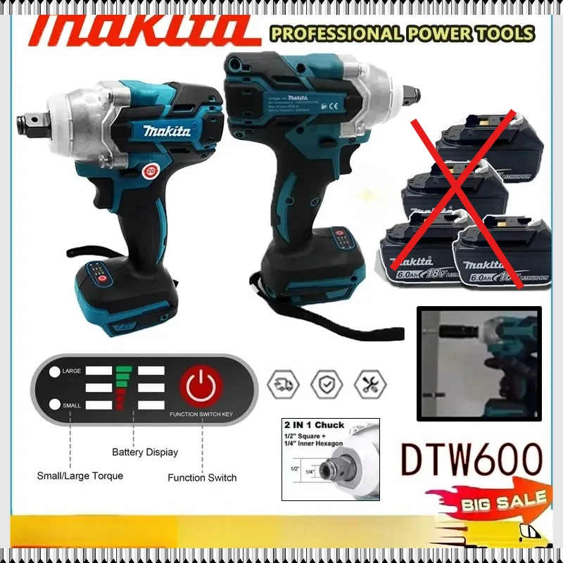 

Бесщеточный аккумуляторный ударный гайковерт Makita DTW600 с высоким крутящим моментом для авторемонта
