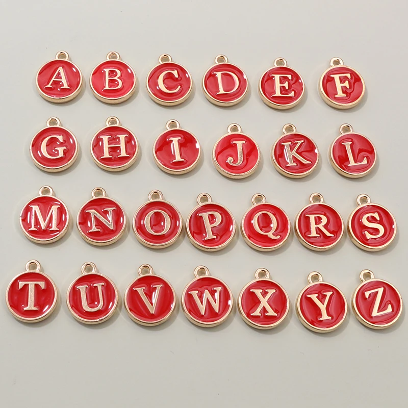 26pcs 12x14mm A-Z Letter Charms Enamel Alphabet Initial Letter Charms Pendant Handmade DIY Bracelet Jewelry Making Accessories