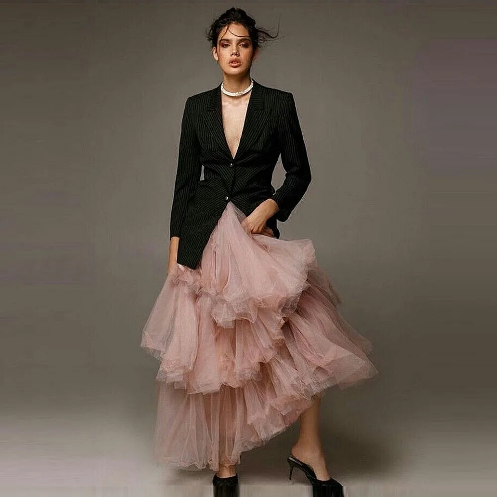 

Офисные женские тюлевые юбки без верха, многоярусная сетчатая юбка трапециевидной формы на день рождения для женщин