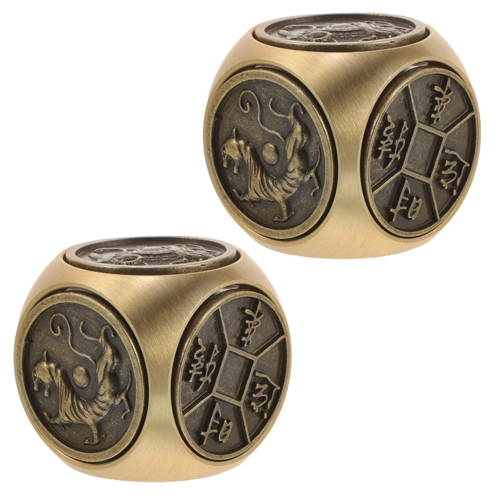 

2Pcs Brass Hand Ball Vintage Metal Rotate for Hand Muscle Training Smooth Six Sided Desk Gadget Office Use Relaxation Art