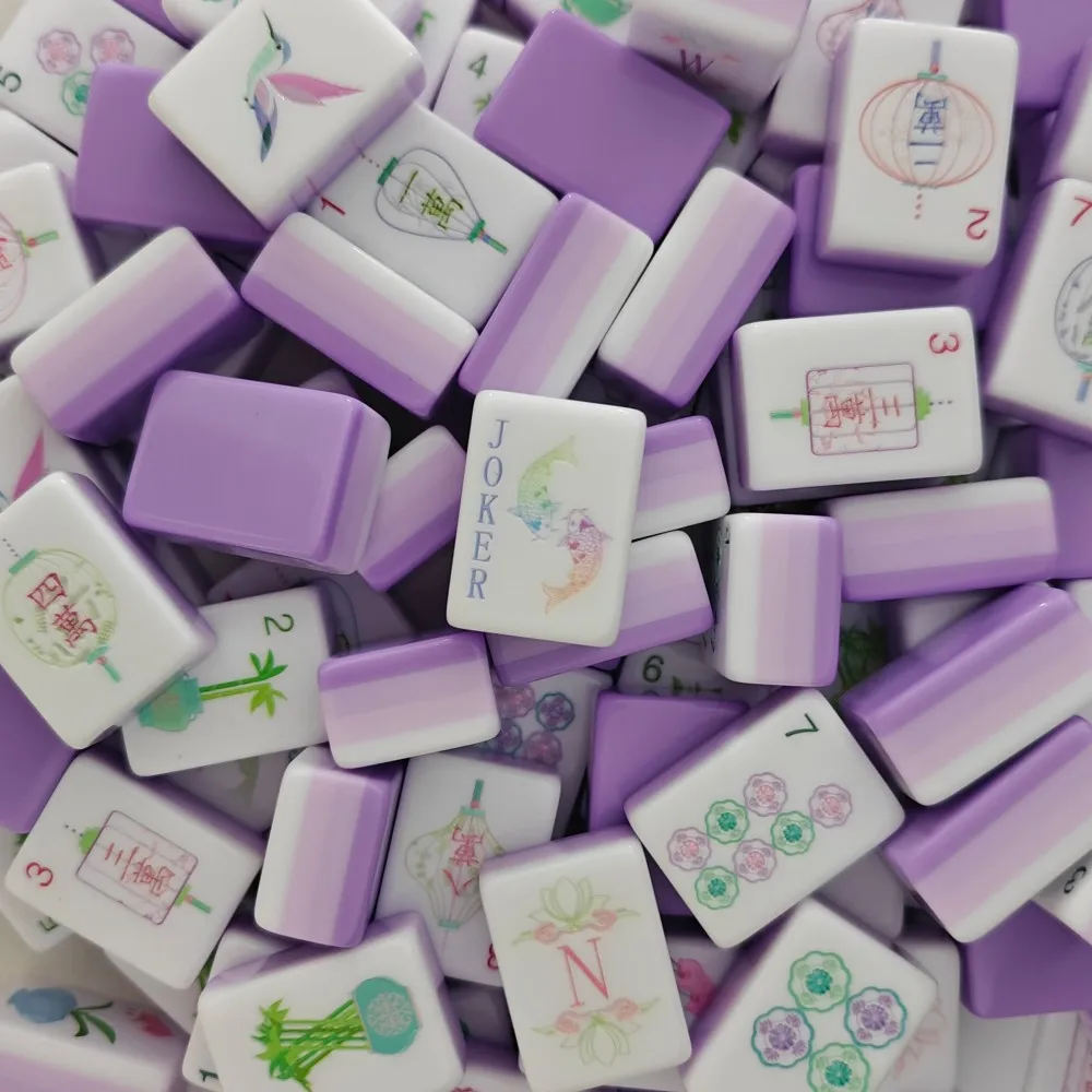 

Purple Four-Layer Acrylic American Mahjong Set 160pcs Mahjong Tiles Portable Travel Vintage Board Game for Gatherings & Gifts