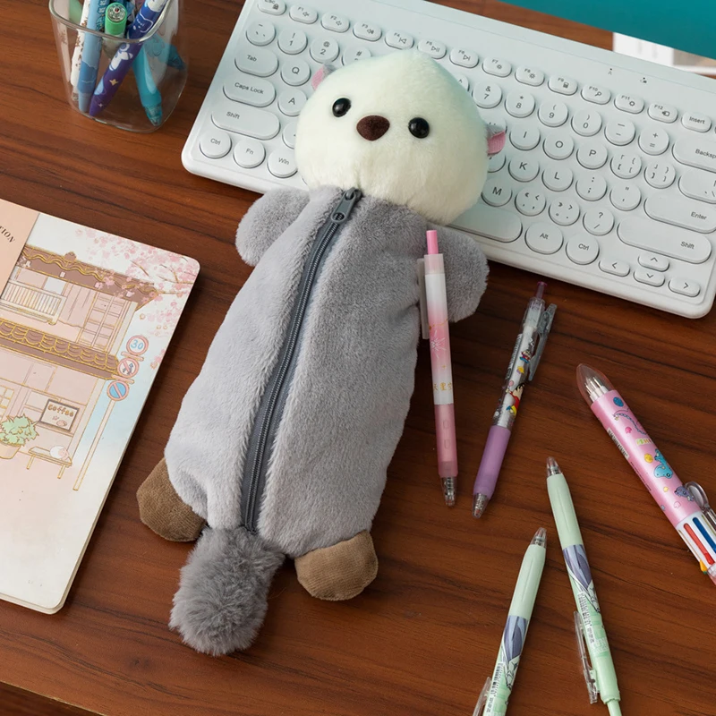 Imagem -05 - Sea Otter Plush Doll Pencil Case Bonito Pencil Pouch Bolsa Porta-caneta Criativa de Alta Atraente Material Escolar Papelaria pc