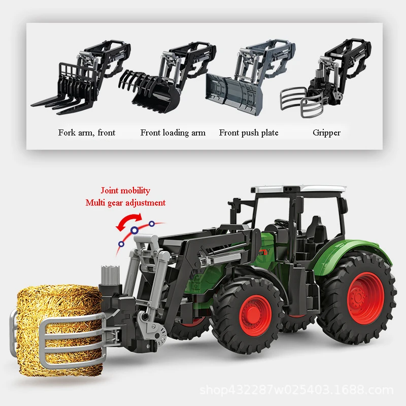 Large Agricultural Tractor 1:24 Simulation Farm Harvester Transport Vehicle Inertia Engineering Truck Set Boys Toys Gifts