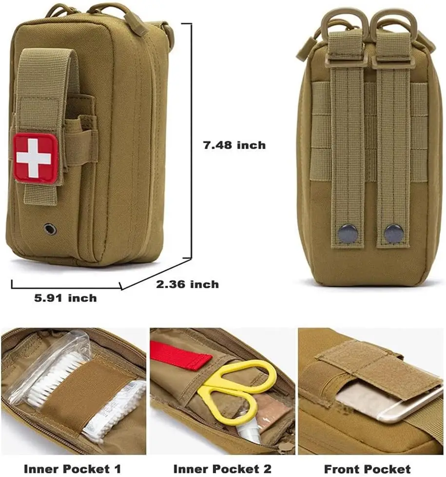 Tactical First Aid Kit Molle Emergency Bag One Hand Operation First Aid Bag Outdoor Survival Supplies with Tourniquets