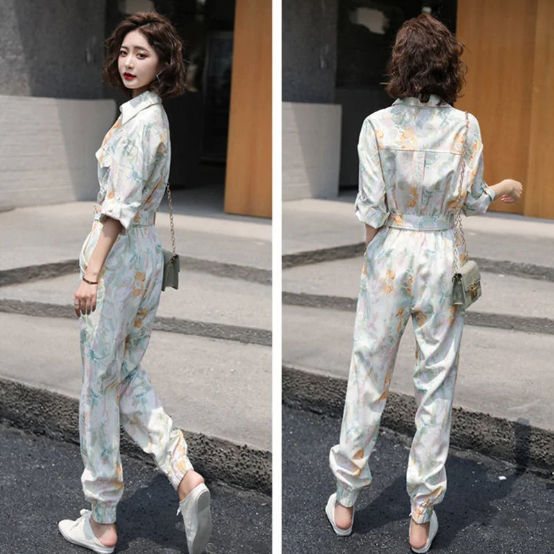 Women's Jumpsuit 2023 New Summer Thin Print Temperament Work Dress Jumpsuit Set Free Shipping Items Women Clothes for Women