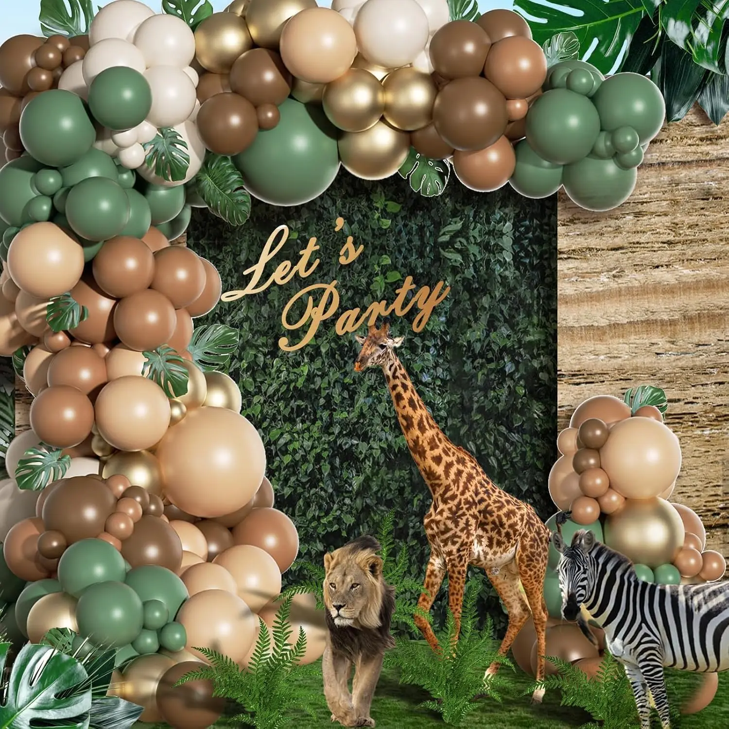 125Pcs Sage Green Brown Balloon Garland Arch Kit for Birthday Party Jungle Safari Woodland Wedding Baby Shower Party Decorations view 4
