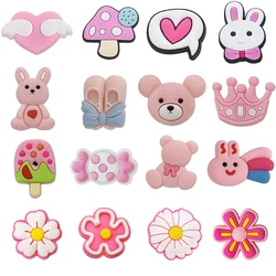 Cute PVC Pink Shoe Charms for Crocs Accessories Pin Decoration Bracelet Wristband DIY Girls Women Party Gifts