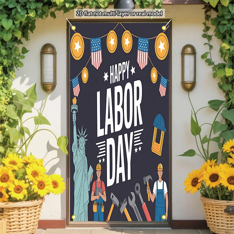 2D flat, 1-piece YSW Happy Labor Day banner - multi-color optional